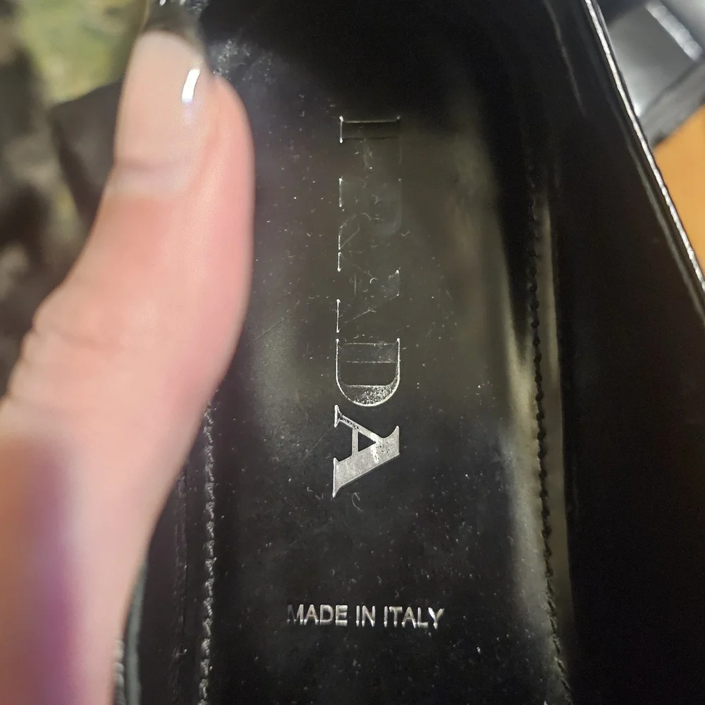 Prada Black Leather Kiltie Loafers with Silver Buckle - Picture 7 of 9